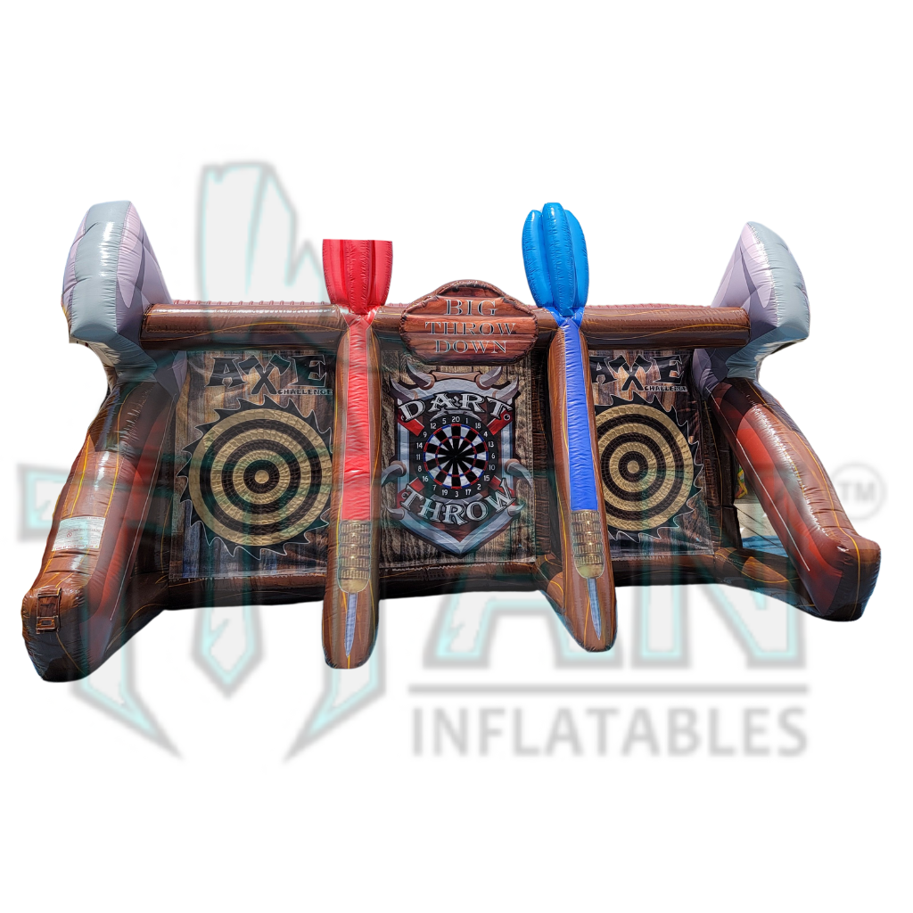 front facing view of titan inflatables big throwdown interactive game