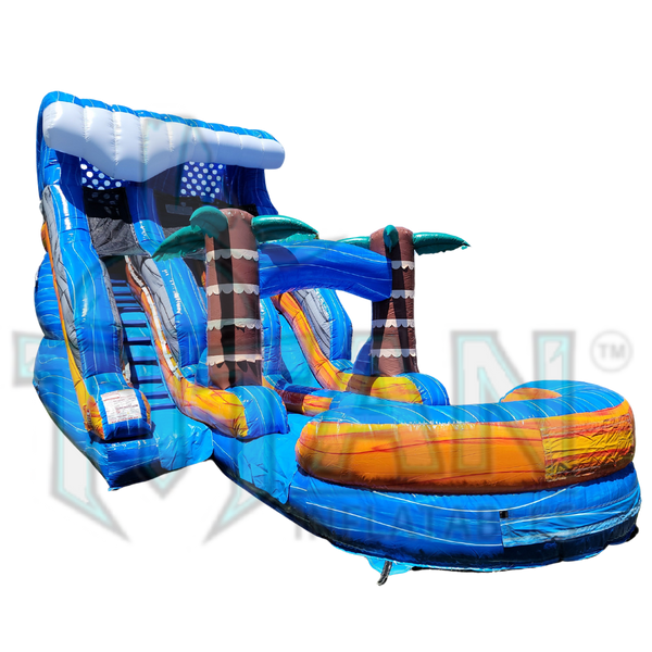 18 foot Blue Plummet Double Lane Slide | TitanInflatables.com