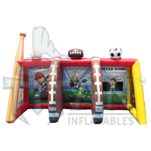 Load image into Gallery viewer, front facing view of titan inflatables big sport 3 player interactive game 
