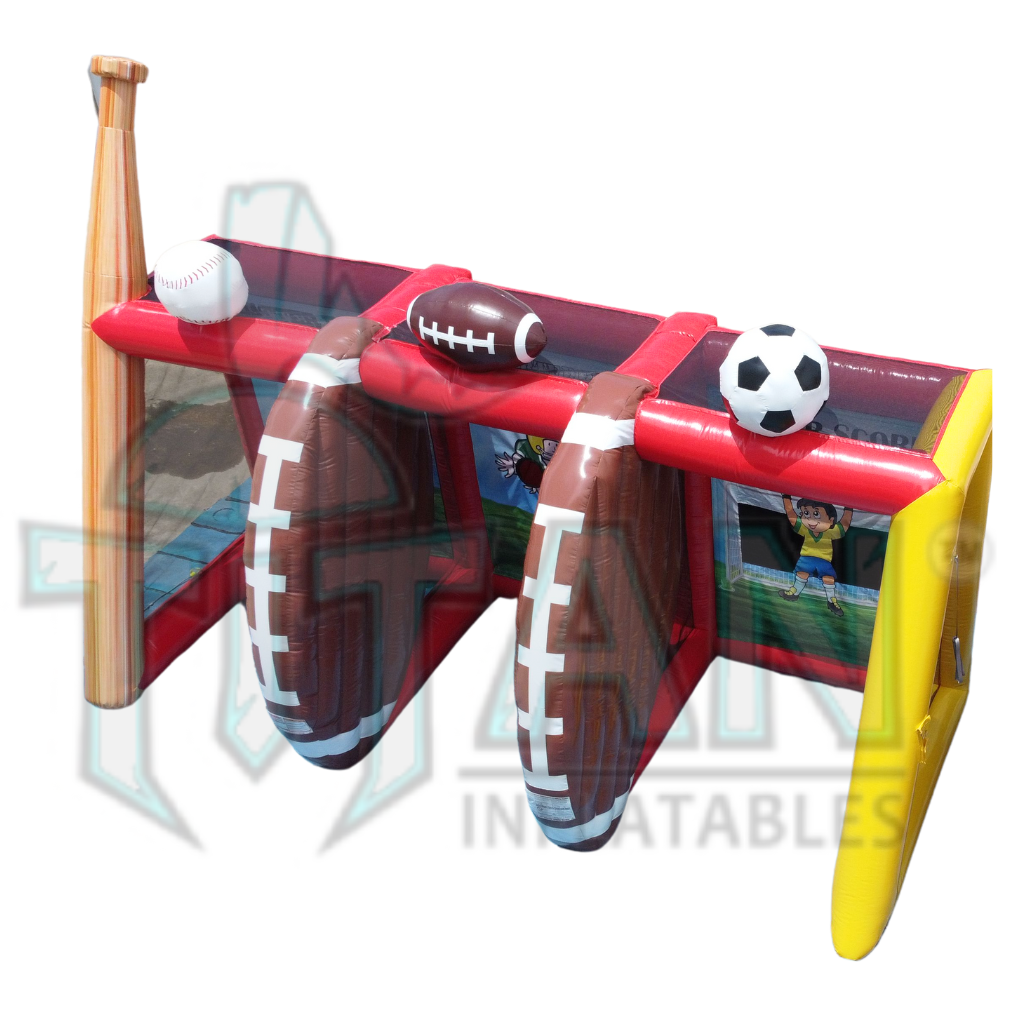 front angled right view of titan inflatables big sport three player interactive game 