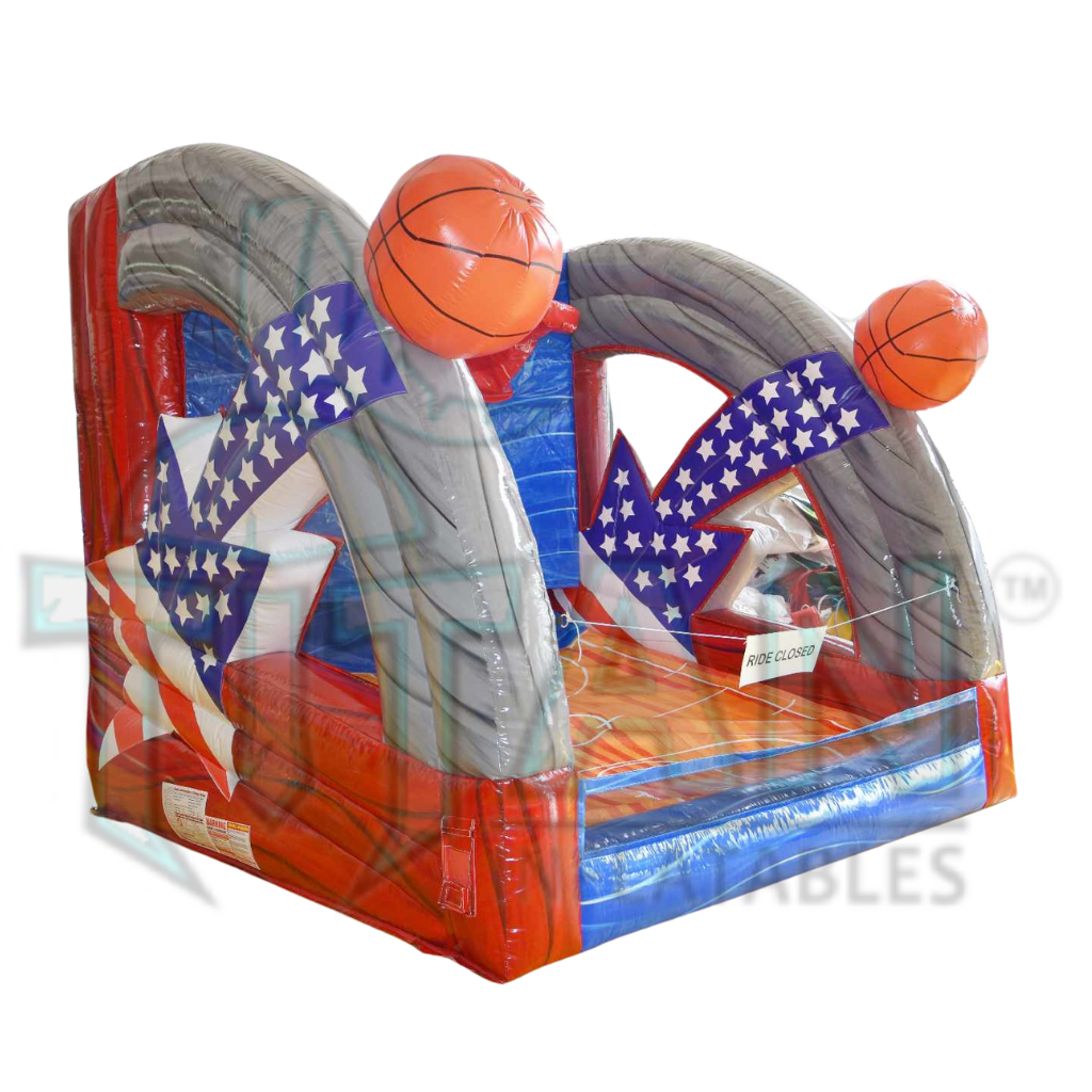  front angled left view of hoop star inflatable interactive game