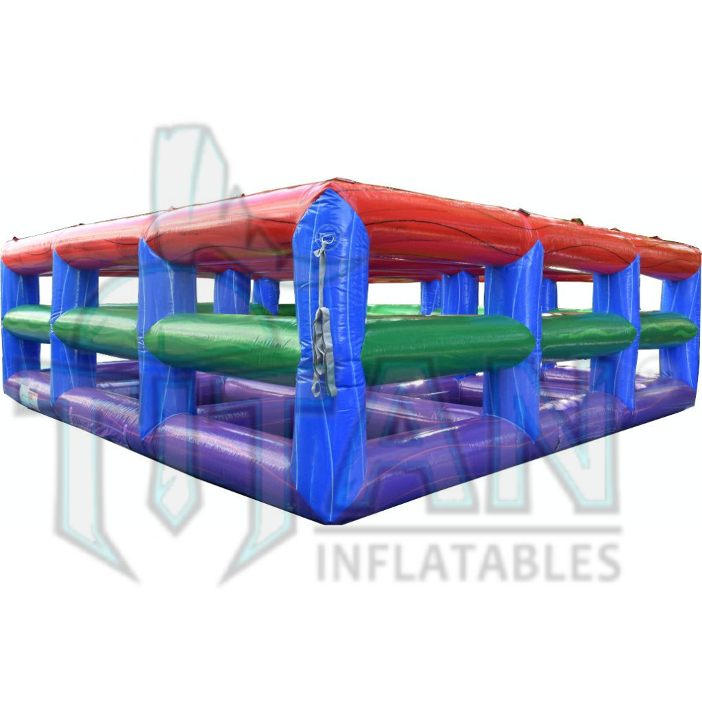 angled view of titan inflatables square nine volleyball interactive game 