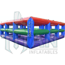 Load image into Gallery viewer, angled view of titan inflatables square nine volleyball interactive game 
